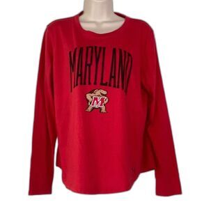 UNDER ARMOUR Maryland Terrapins Red Performance Long Sleeve Shirt Womens Large